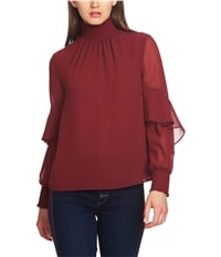 1.State Womens Chiffon Mock Neck Pullover Blouse