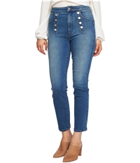 1.State Womens Button Embelishment Straight Leg Jeans
