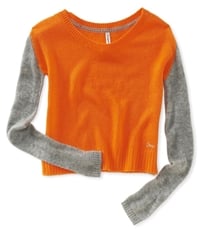 Aeropostale Womens Colorblocked Sleeve Crew Knit Sweater
