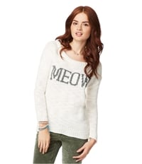 Aeropostale Womens Meow Text Knit Sweater