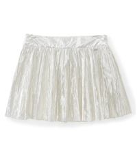 Aeropostale Womens Cotton Metallic Side-Zip Pleated Skirt