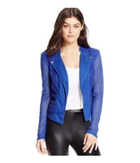 Material Girl Womens Illusion-Sleeve Motorcycle Jacket