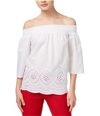 Maison Jules Womens Embroidered Knit Blouse, TW3