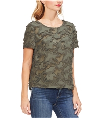 Vince Camuto Womens Fringed Camo Pullover Blouse