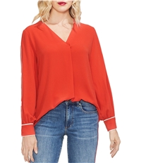 Vince Camuto Womens Piped Pullover Blouse