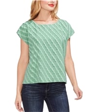 Vince Camuto Womens Scalloped Stripe Pullover Blouse