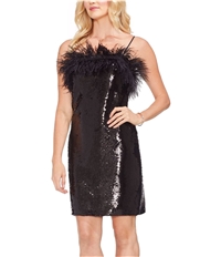 Vince Camuto Womens Feather Detail Cocktail Dress