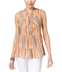 Style & Co. Womens Lace-Up Sleeveless Blouse Top