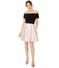 Betsy & Adam Womens Off-The-Shoulder Fit & Flare Dress