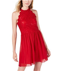 Speechless Womens Sequined Lace A-Line Dress