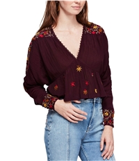 Free People Womens Embroidered Pullover Blouse, TW4