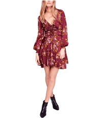 Free People Womens Floral Fit & Flare Dress, TW2