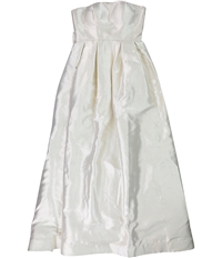 Betsey Johnson Womens Metallic Jacquard Gown Strapless Dress