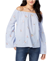 Gypsies & Moondust Womens Striped Embroidered Off The Shoulder Blouse