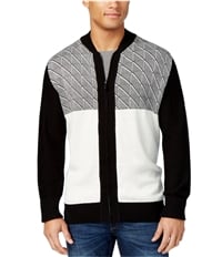 Sean John Mens Jacquard Zip-Up Cardigan Sweater