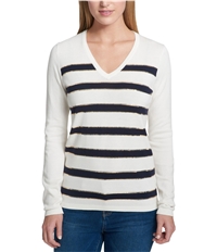 Tommy Hilfiger Womens Sequin-Stripe Pullover Sweater