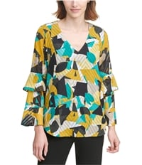 Calvin Klein Womens Abstract Pullover Blouse, TW1