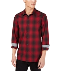 Kenneth Cole Mens Ombre Plaid Button Up Shirt