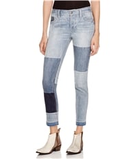 Free People Womens Patched Skinny Fit Jeans