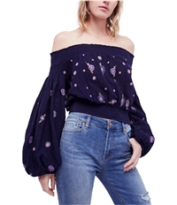 Free People Womens Saachi Smocked Floral Off The Shoulder Blouse