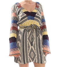 Free People Womens Patchwork Sweater Dress