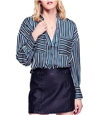 Free People Womens Striped Button Up Shirt