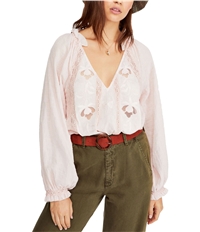 Free People Womens Sivan Embroidered Pullover Blouse