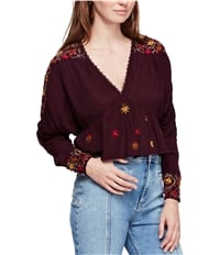 Free People Womens Embroidered Pullover Blouse, TW1