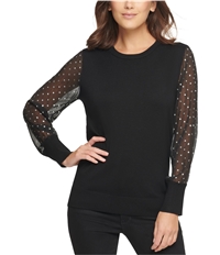 Dkny Womens Sheer Star Sleeve Pullover Sweater
