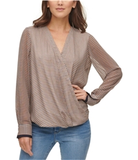 Dkny Womens Faux Wrap Pullover Blouse