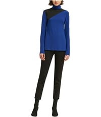 Dkny Womens Colorblock Turtleneck Pullover Blouse