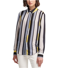 Dkny Womens Stripe Button Up Shirt