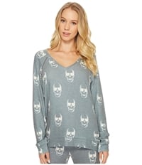 P.J. Salvage Womens Skulls & Sunglasses Pajama Sweater