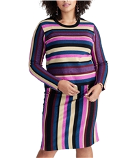 Rachel Roy Womens Metallic Striped Pullover Sweater
