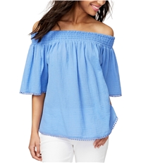 Rachel Roy Womens Smocked Baby Doll Blouse