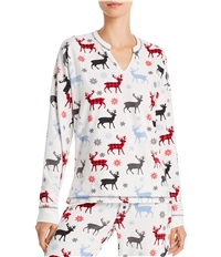 P.J. Salvage Womens Moose Print Thermal Pajama Shirt