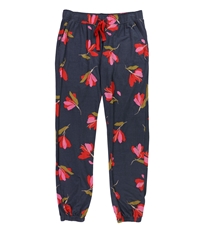 P.J. Salvage Womens Red&Pink Flowers Pajama Jogger Pants