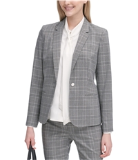 Calvin Klein Womens Plaid One Button Blazer Jacket, TW3