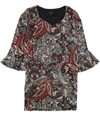 Connected Apparel Womens Printed Floral A-Line Dress