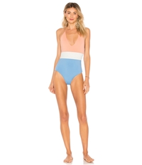 Tavik Womens Chase Color Blocked One Piece Halter Top Swimsuit, TW2