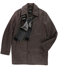 London Fog Mens Wool-Blend With Scarf Pea Coat
