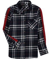 Polly & Esther Womens Plaid Button Up Shirt, TW3