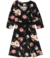 Homeyee Womens V-Neck Floral Print A-Line Dress