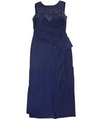 R&M Richards Womens Sequin Top Gown Dress