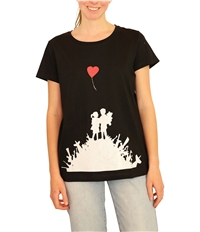 Elevenparis Womens Red Heart Balloon Graphic T-Shirt