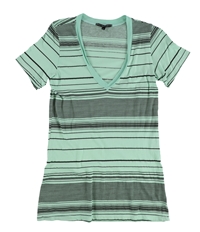 Truly Madly Deeply Womens Striped V-Neck Graphic T-Shirt