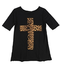 Truly Madly Deeply Womens Animal Print Cross Graphic T-Shirt, TW2