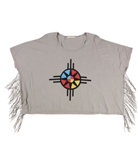 Title Unknown Womens Tribal Fringe Graphic T-Shirt, TW2