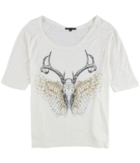 Truly Madly Deeply Womens Longhorns Skull Wings Graphic T-Shirt