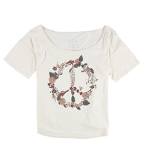 Jedidiah Womens Floral Peace Sign Graphic T-Shirt, TW1
